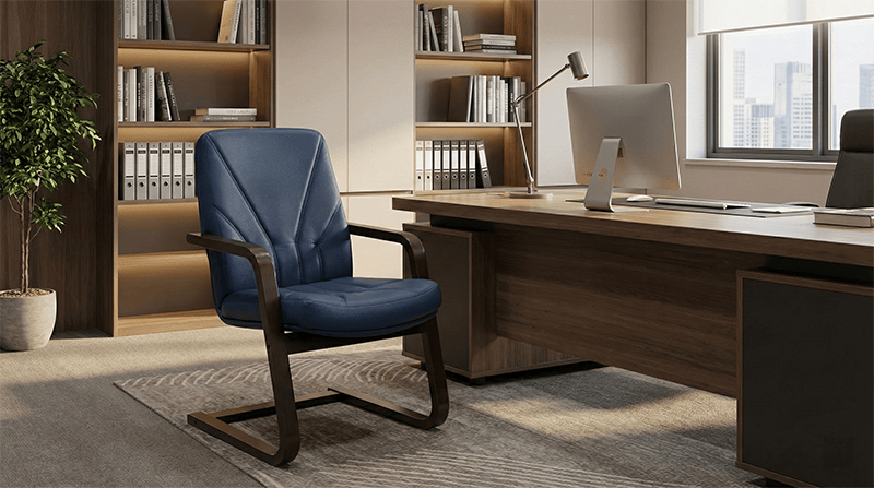 Scaun conferință și vizitator 5950-S – cadru din lemn wenge, eleganță și confort pentru spații profesionale