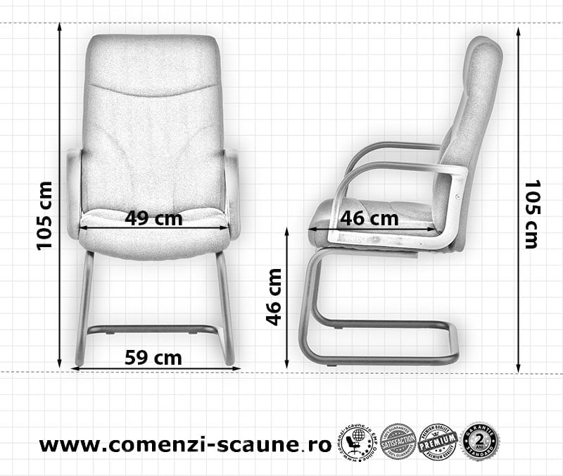 Dimensiuni Scaun de conferință și așteptare Riva-S