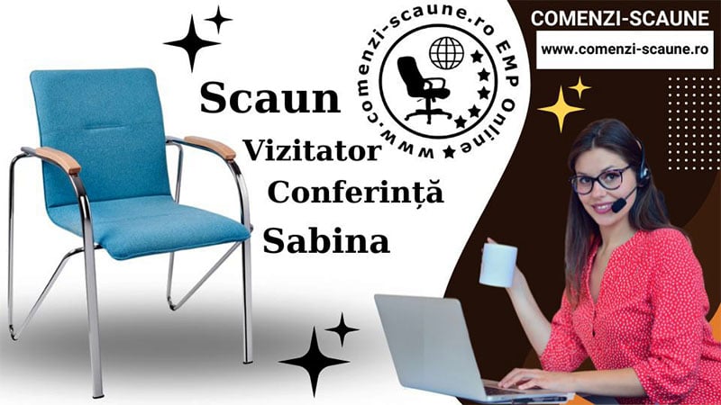 Prezentare Scaune vizitatori-conferință Sabina pe cadru cromat