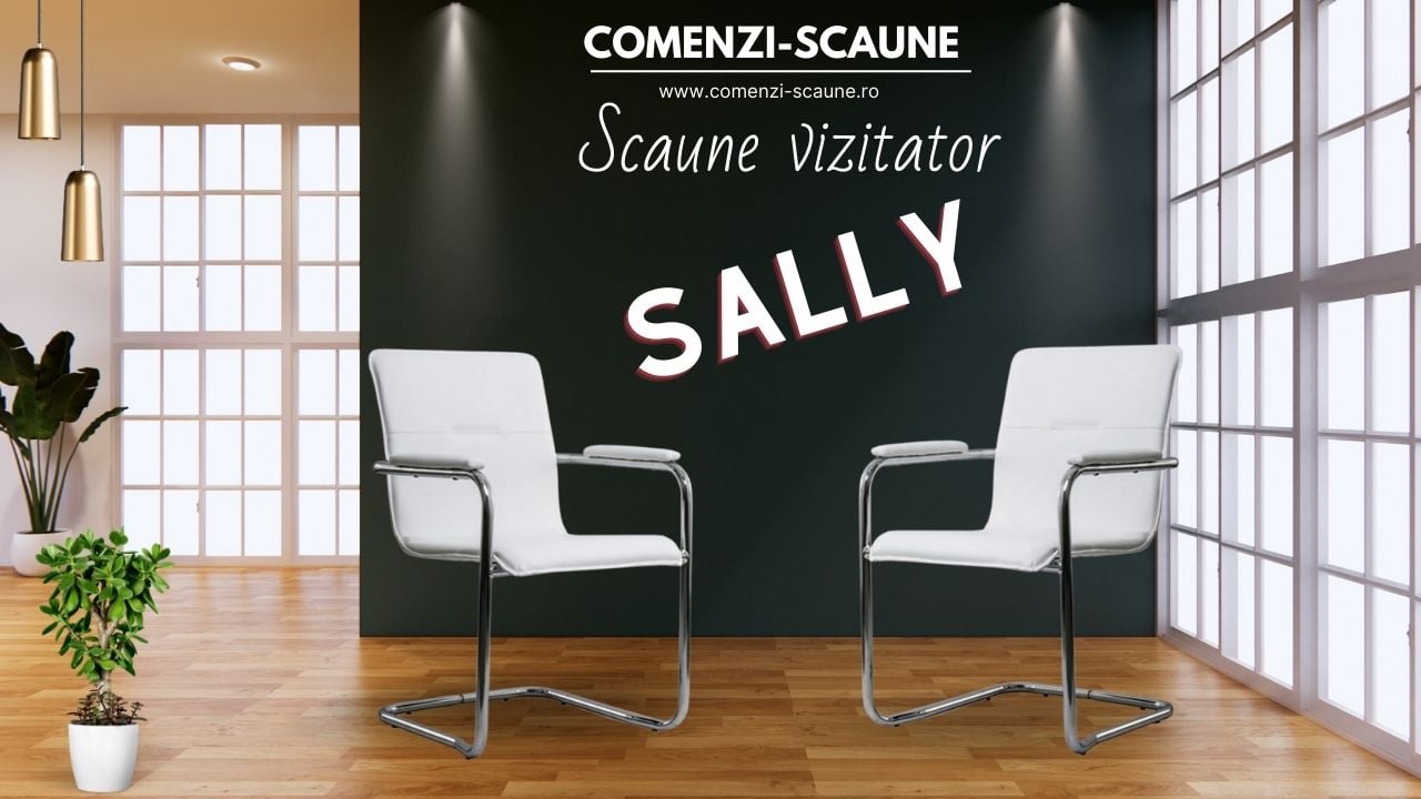 Scaune vizitator Sally S baza tip sanie-Piele Ecologica prezentare