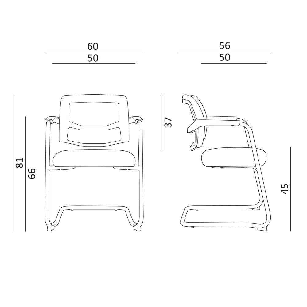 Dimensiuni scaun Lapel Visitor/S conferință mesh – suprapozabil și confortabil