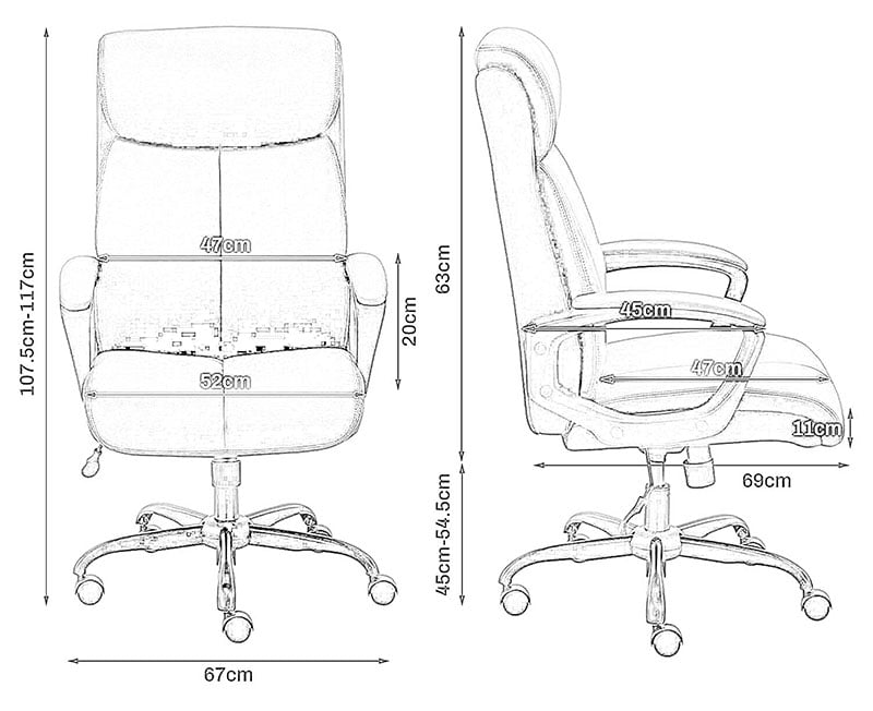 Dimensiune Scaun birou Cronos piele eco pe culoarea neagra