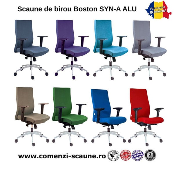 Scaune de birou Boston mecanism sincron automat SYN-A ALU, diverse culori