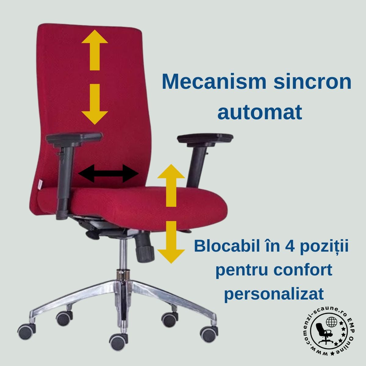 Scaune Boston profesionale – confort durabil și mecanism sincron, Comenzi-Scaune 3