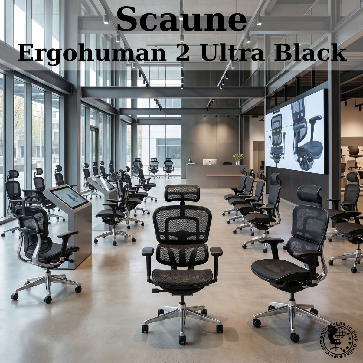 Scaune de birou Ergohuman 2 Ultra Black – ergonomie premium pentru confort de lungă durată