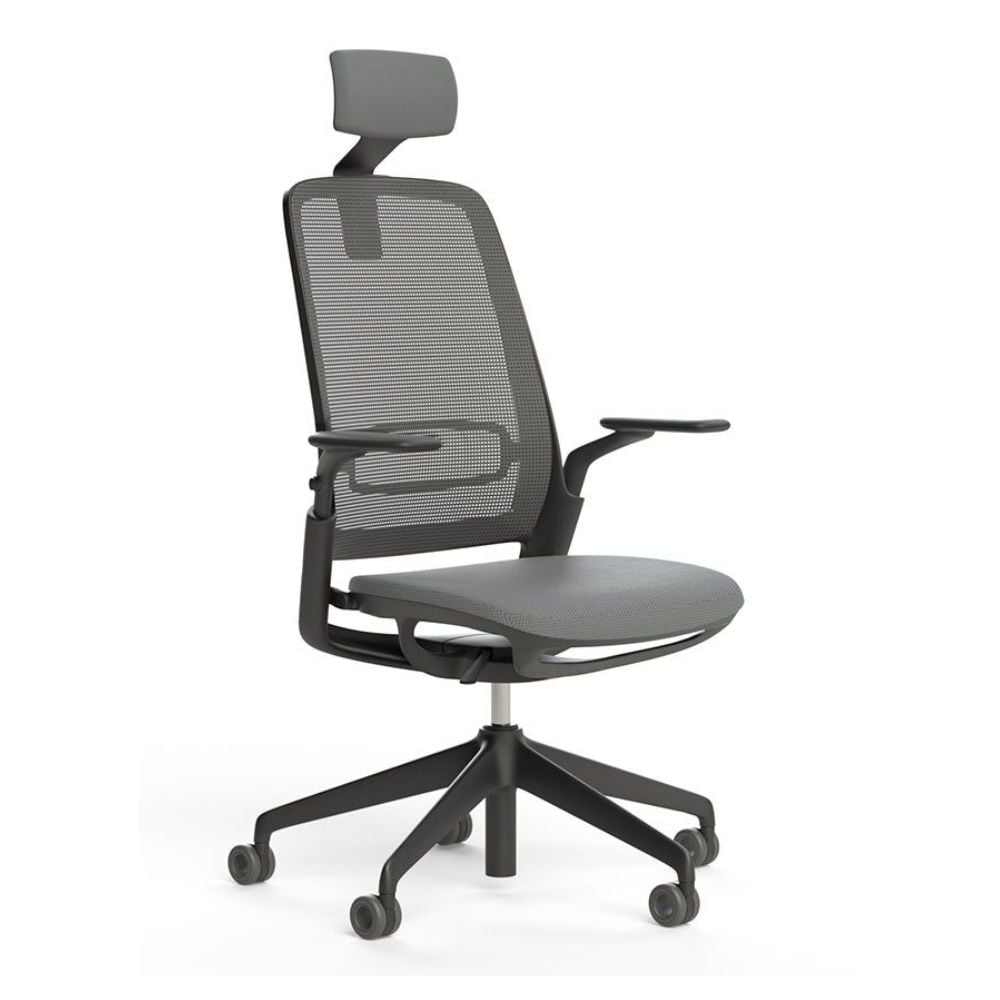 Scaun ergonomic de birou Etherea negru cu tetieră PDH