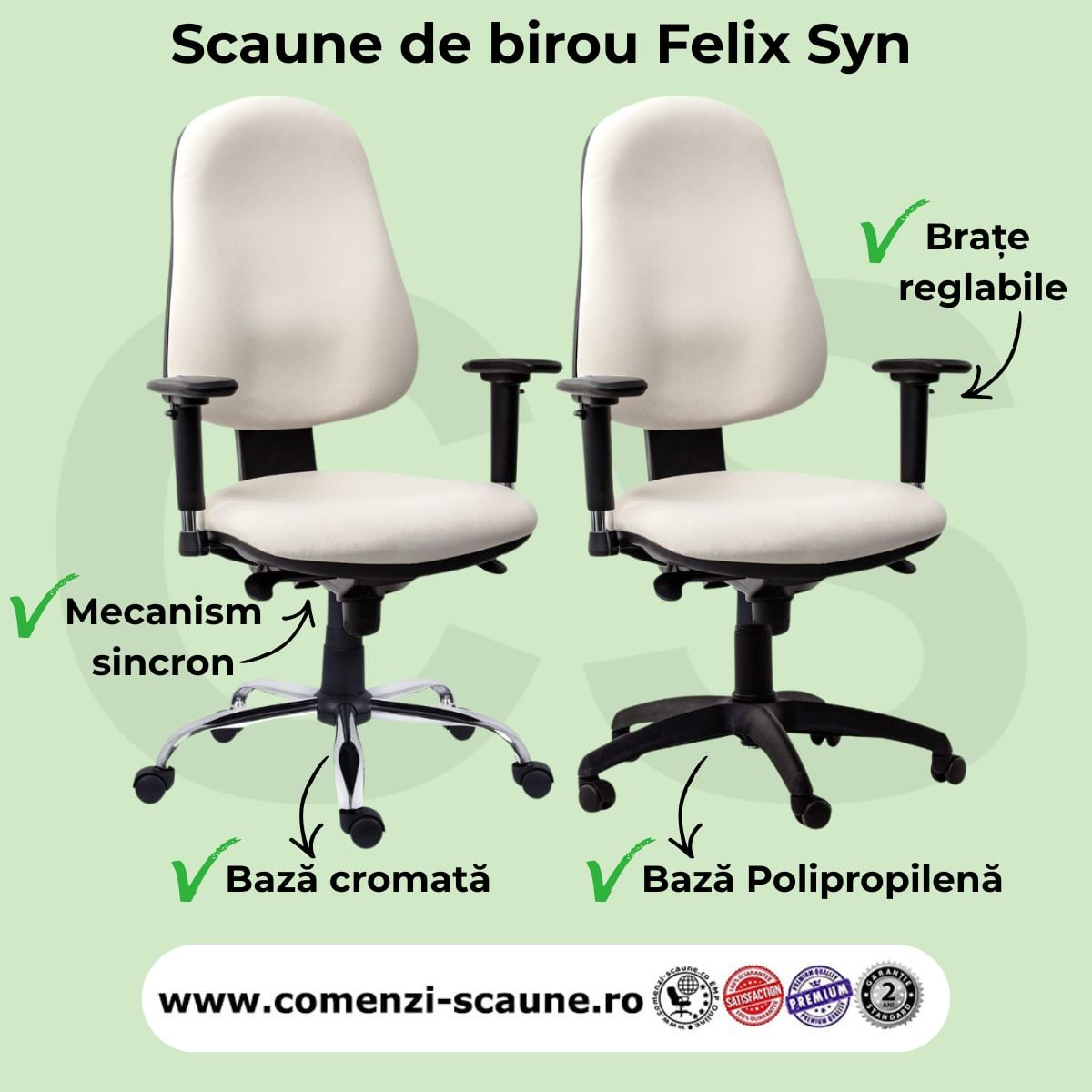 Scaune de birou Felix Syn, rotative, textil, diverse culori CS 2
