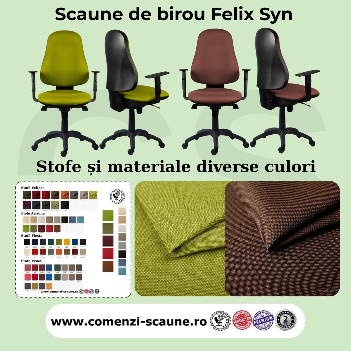 Scaune de birou Felix Syn, rotativ, textil, diverse culori, stofe, piele eco