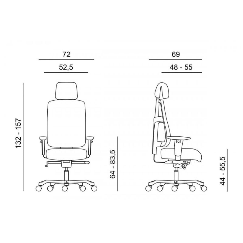 Dimensiuni scaun de birou model Heavy rezistent pana la 200Kg