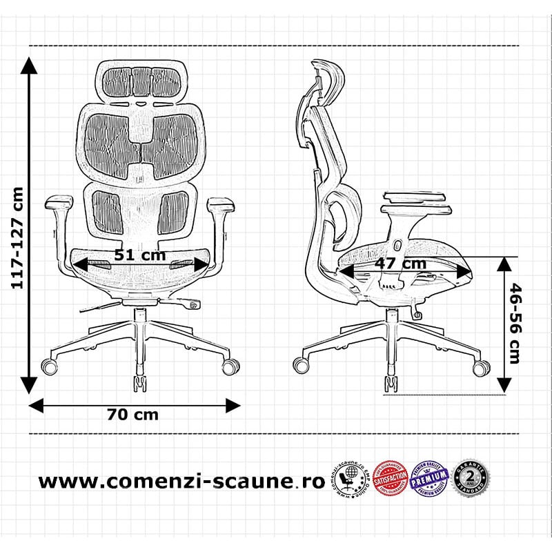 Dimensiuni scaun HumanTech