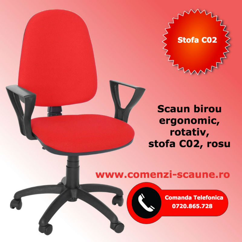 Scaun de birou rotativ model CS-R-LX stofa rosie