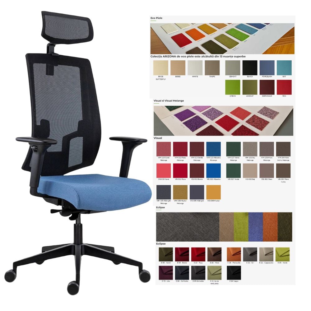 Scaune de birou Lapel PRO PDH la comandă fabricate în România stofe, materiale, culori