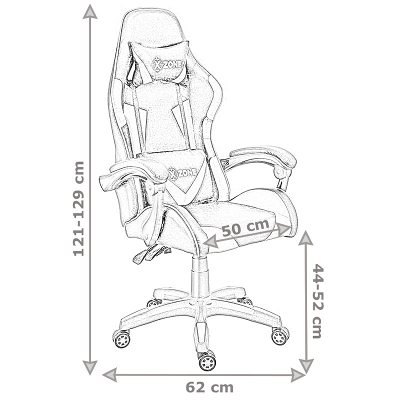 dimensiune scaun de gaming și birou din piele pe culoarea negru cu verde-Xzone