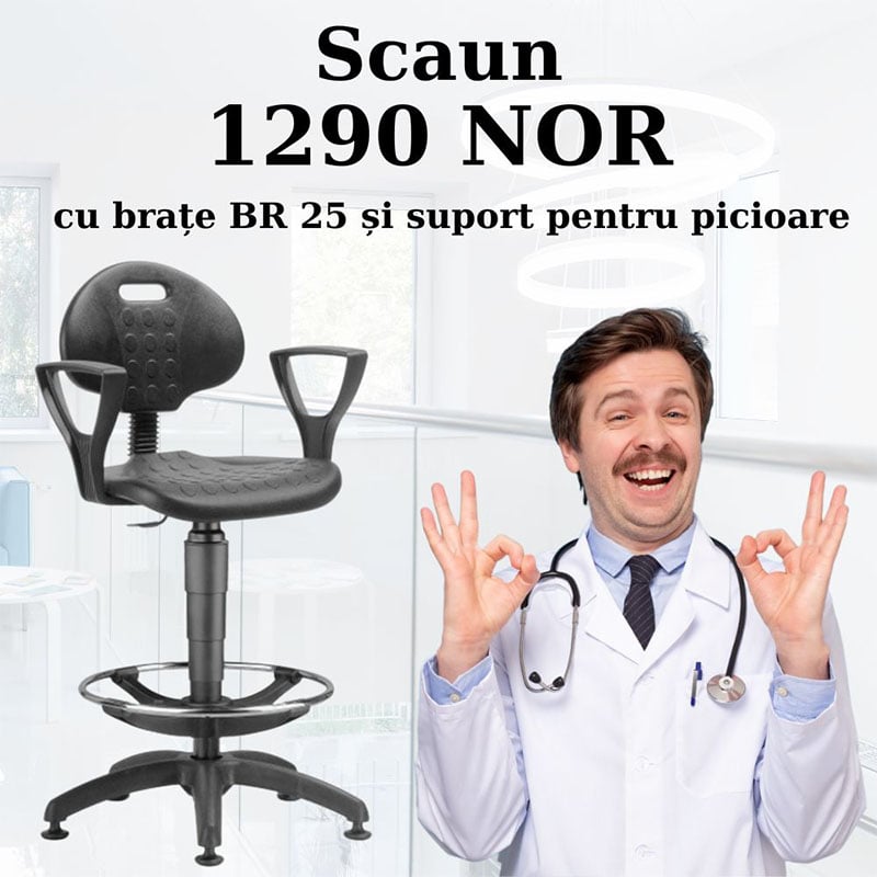 Scaune profesionale NOR cu brațe BR 25 și suport de picioare