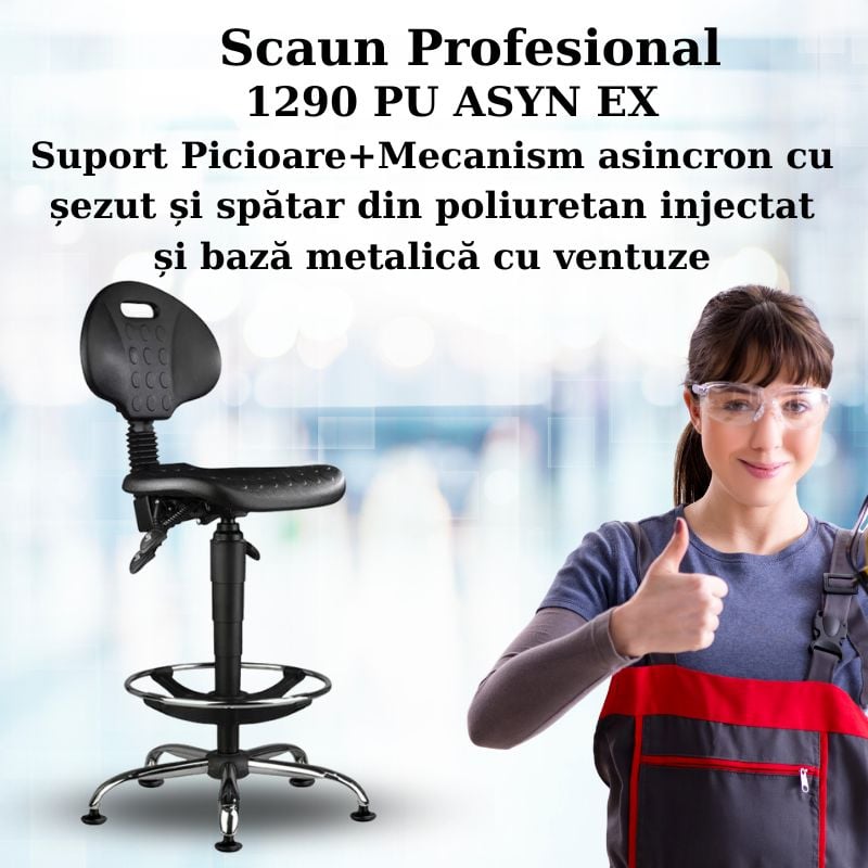 Scaune profesionale PU ASYN BC cu suport de picioare și ventuze