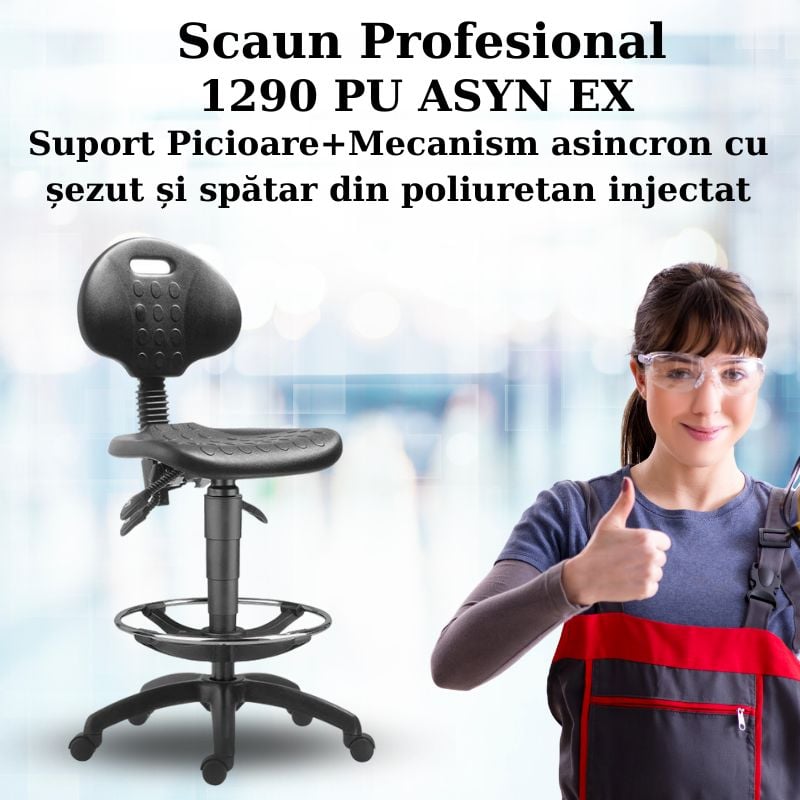 Scaune profesionale PU ASYN BP cu suport picioare și înălțător