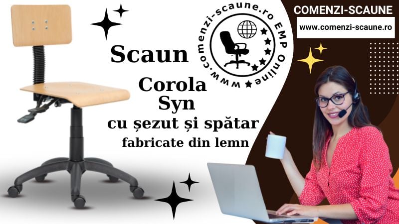 Scaune profesionale COROLA Syn cu șezut și spătar fabricate din lemn