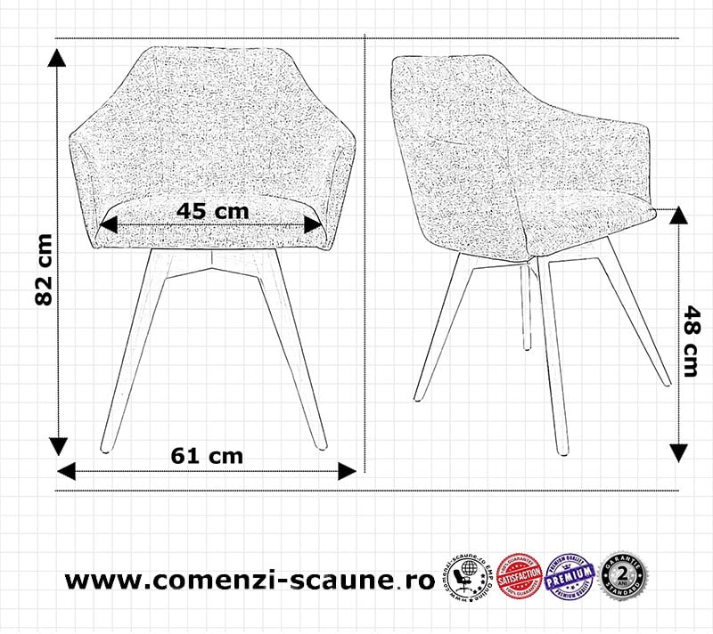 Dimensiuni Scaun Ravenna pentru diverse zone HoReCa