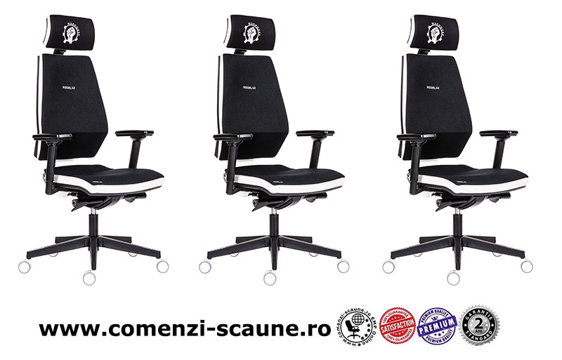 Scaun de gaming si birou tip manager rezistente si confortabile-Model 42 Black and White-3