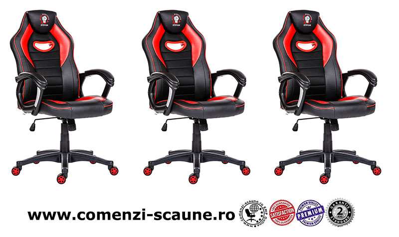 Scaune de gaming și birou confortabile din piele-Raptor Black and Red-2