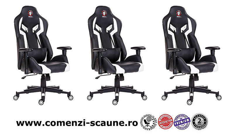 Scaune de gaming și birou elegante și robuste din piele-Venom Black and White-2