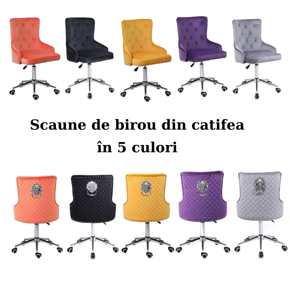 Scaune de birou rotative Lion tapițate pe catifea 5 culori-1
