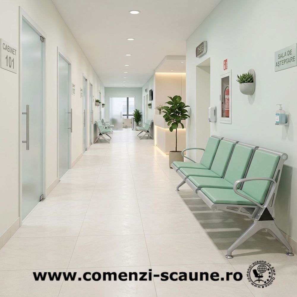 Bănci de așteptare 3 și 4 locuri cu perne poliuretan – confort și durabilitate pentru spații moderne
