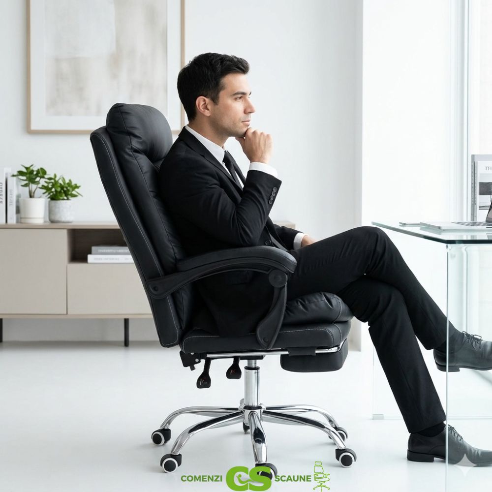 Scaun birou ergonomic 013 cu suport pentru picioare retractabil-interior birou bărbat