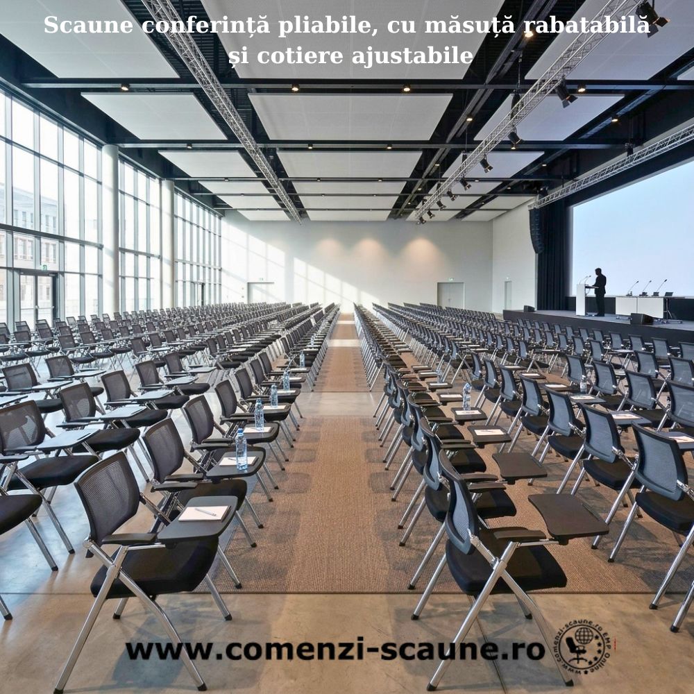 Scaun conferință pliabil cu măsuță rabatabilă Alu-Sync, Sală conferință cu scaune pliabile