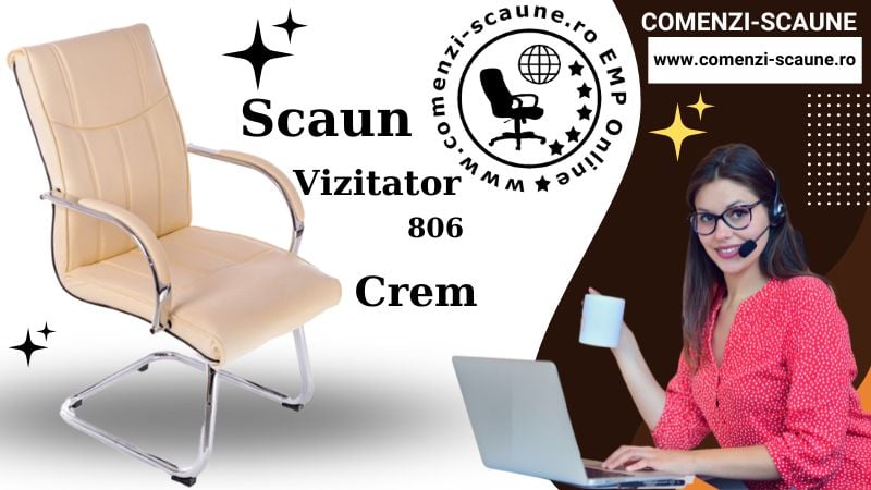 Scaun vizitator modern si elegant 806 crem