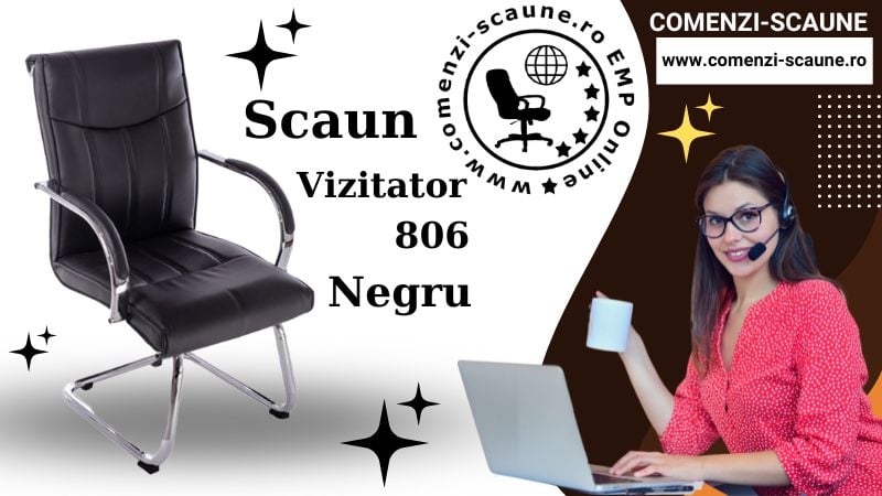 Scaun vizitator modern si elegant 806 negru