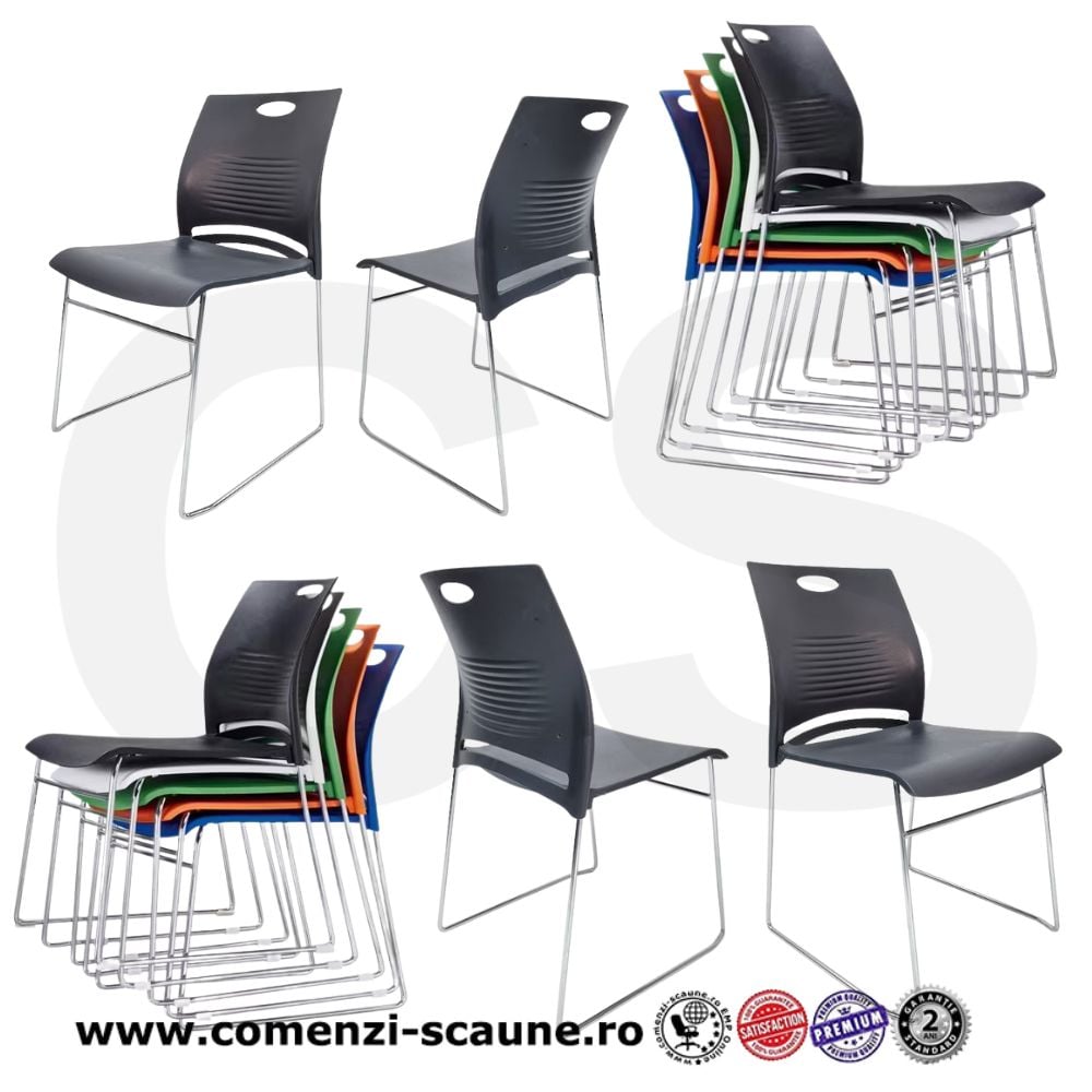 Scaune de conferință, vizitator, suprapozabile din plastic în diverse culori 900-5
