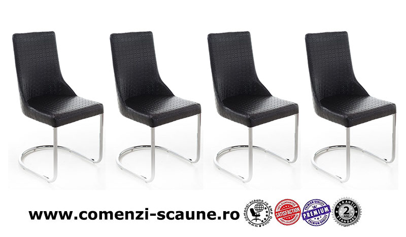 Scaun elegant pe cadru metalic cromat-B986
