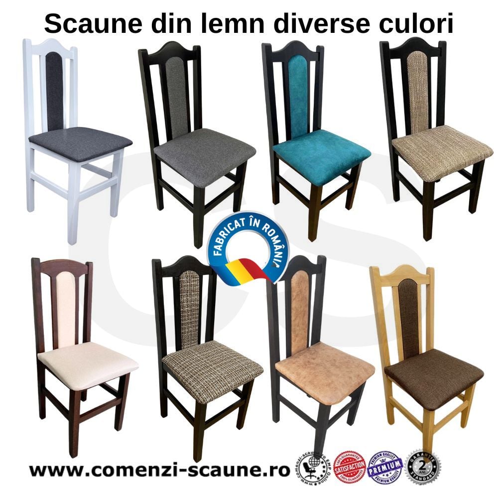 Scaune elegante din lemn masiv de fag, tapițate, fabricate în România 1
