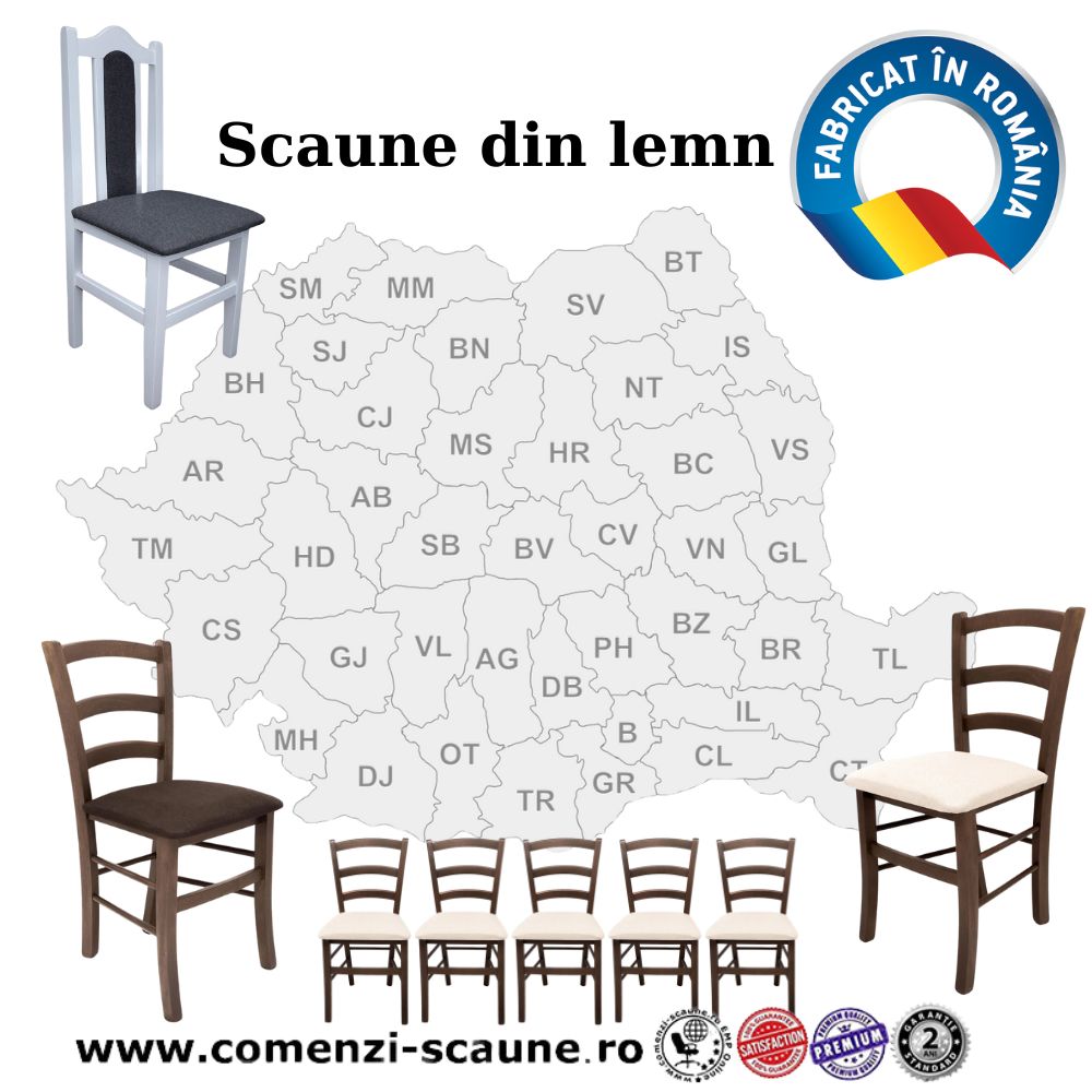 Scaune elegante din lemn masiv de fag, tapițate, fabricate în România 2
