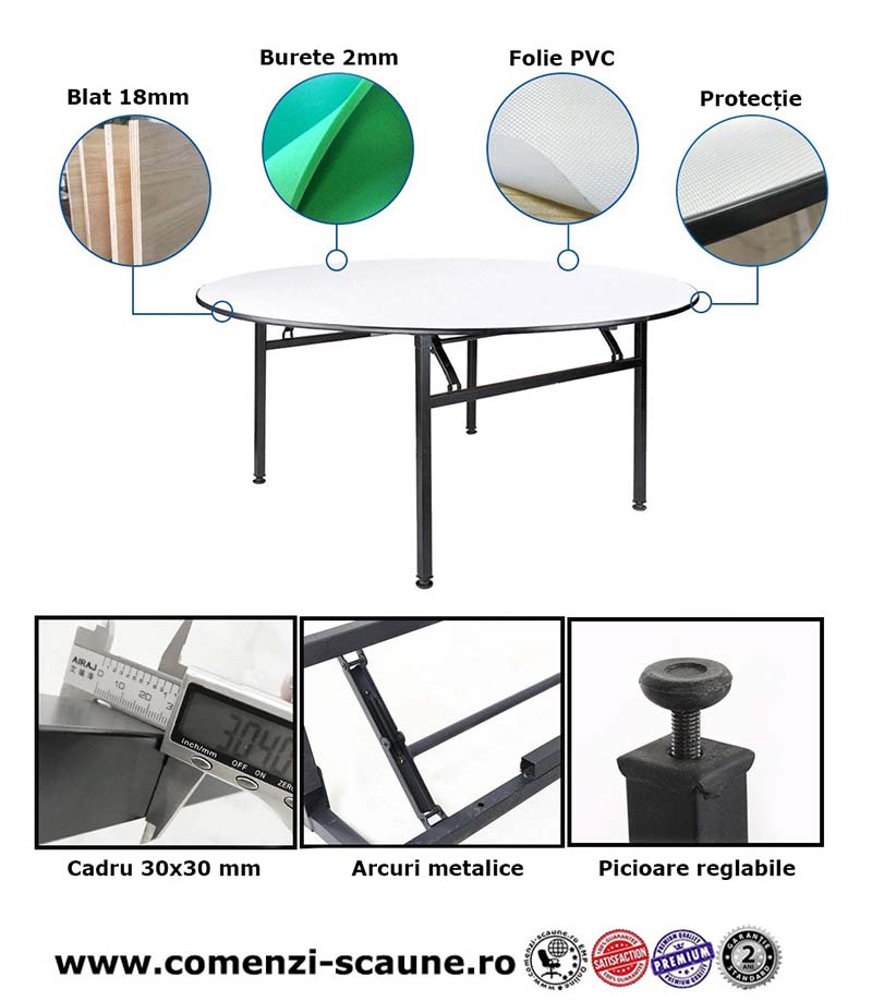 Prezentare-Masa din lemn si metal pentru evenimente de 180 cm tip HORECA