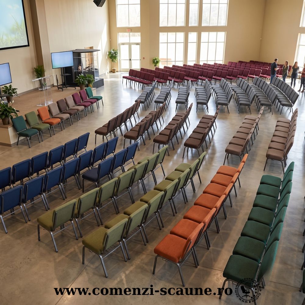 Scaune pentru biserici disponibile în 8 culori de tapițerie