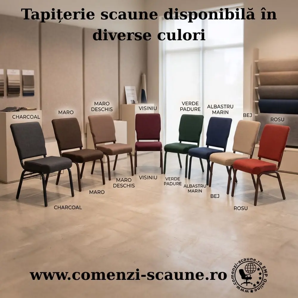 Model tapițerie scaune de biserică rezistentă, disponibilă în diverse culori