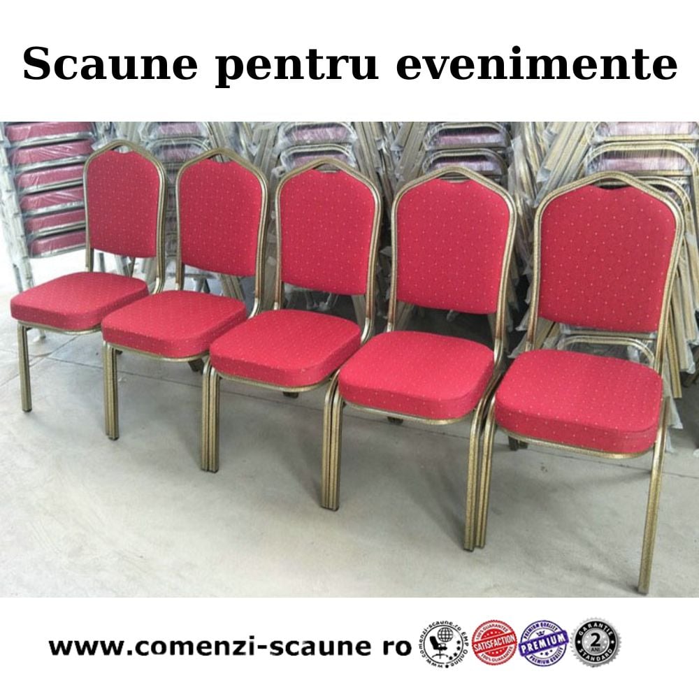 Scaune elegante pentru nunți, evenimente și restaurante stofă roșie-cadru auriu