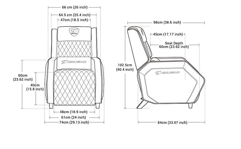 Scaun de gaming Cougar Ranger confortabil si elegant-dimensiuni