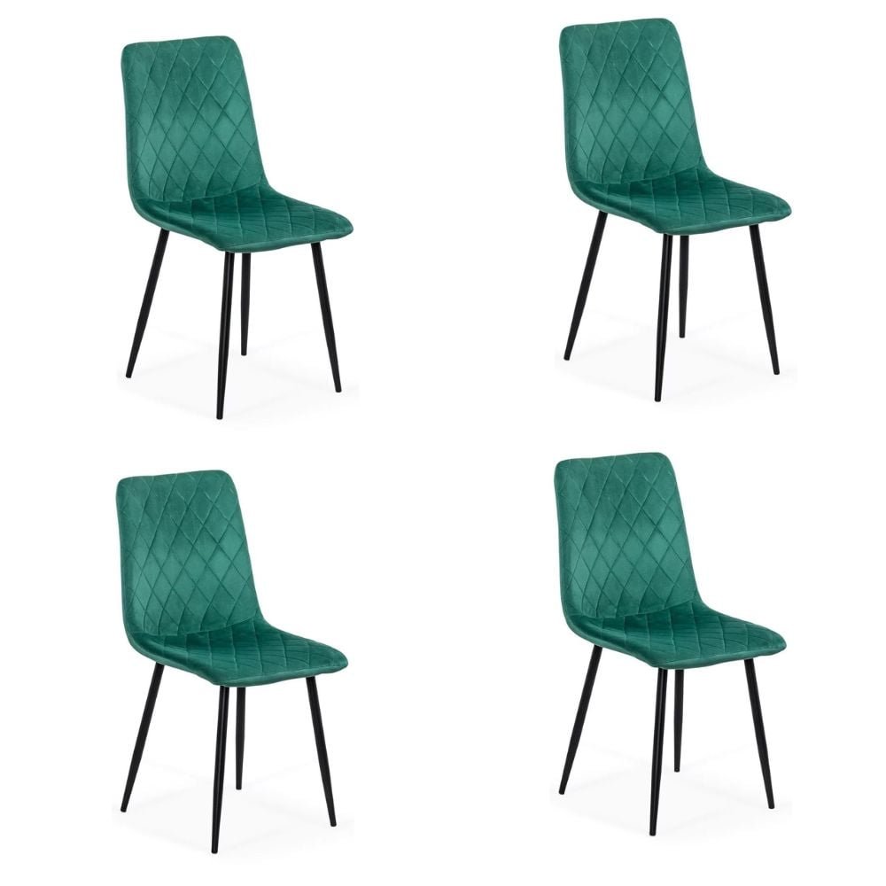 Set 4 scaune de bucătărie, living din catifea BUC 209 Verde