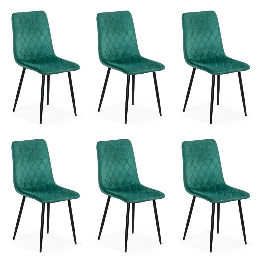 Set 6 scaune de bucătărie, living din catifea BUC 209 Verde