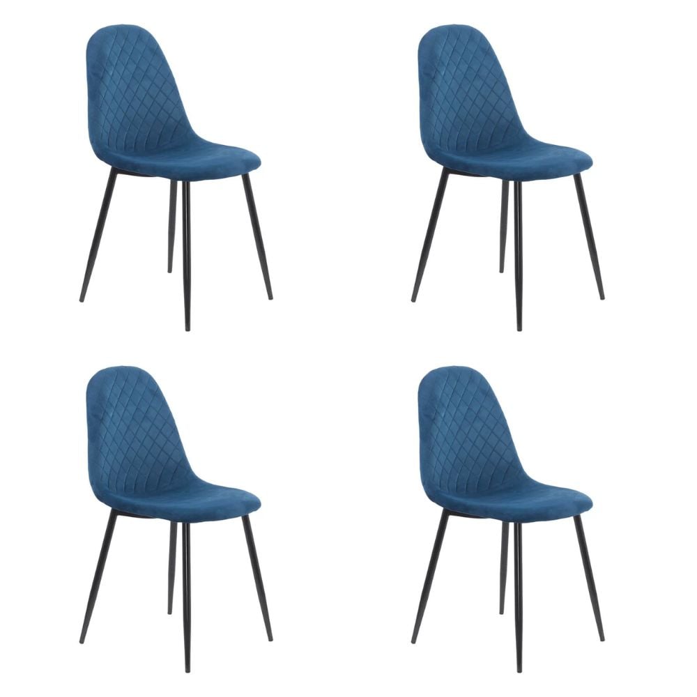 Set 4 scaune de bucătărie din catifea BUC 237X Bleumarin