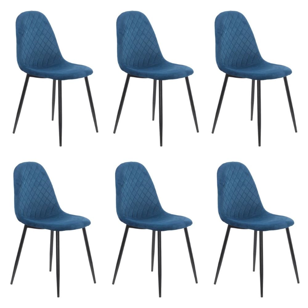 Set 6 scaune de bucătărie din catifea BUC 237X Bluemarin