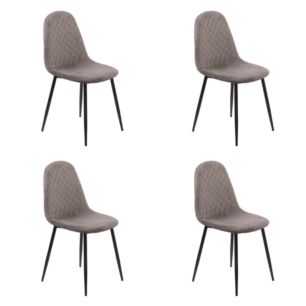 Set 4 scaune de bucătărie din catifea BUC 237X Gri