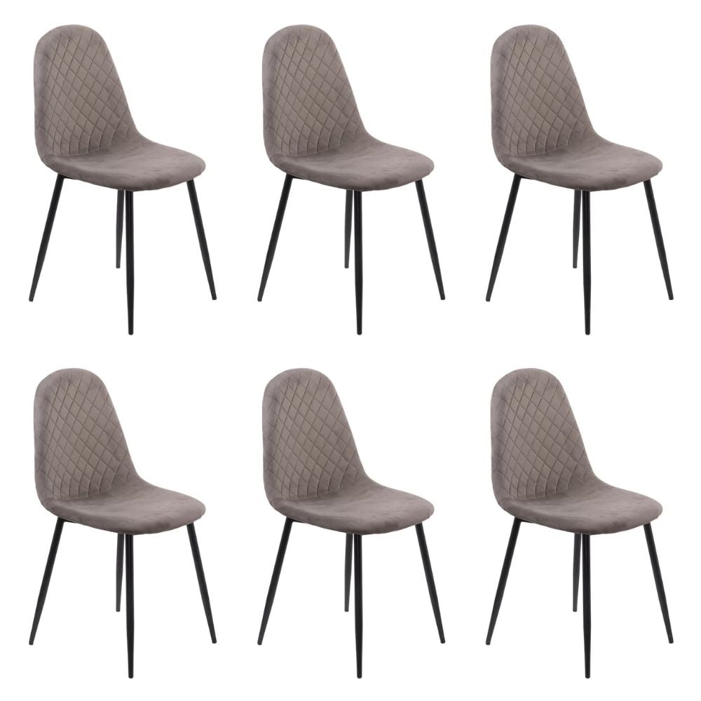 Set 6 scaune de bucătărie din catifea BUC 237X gri