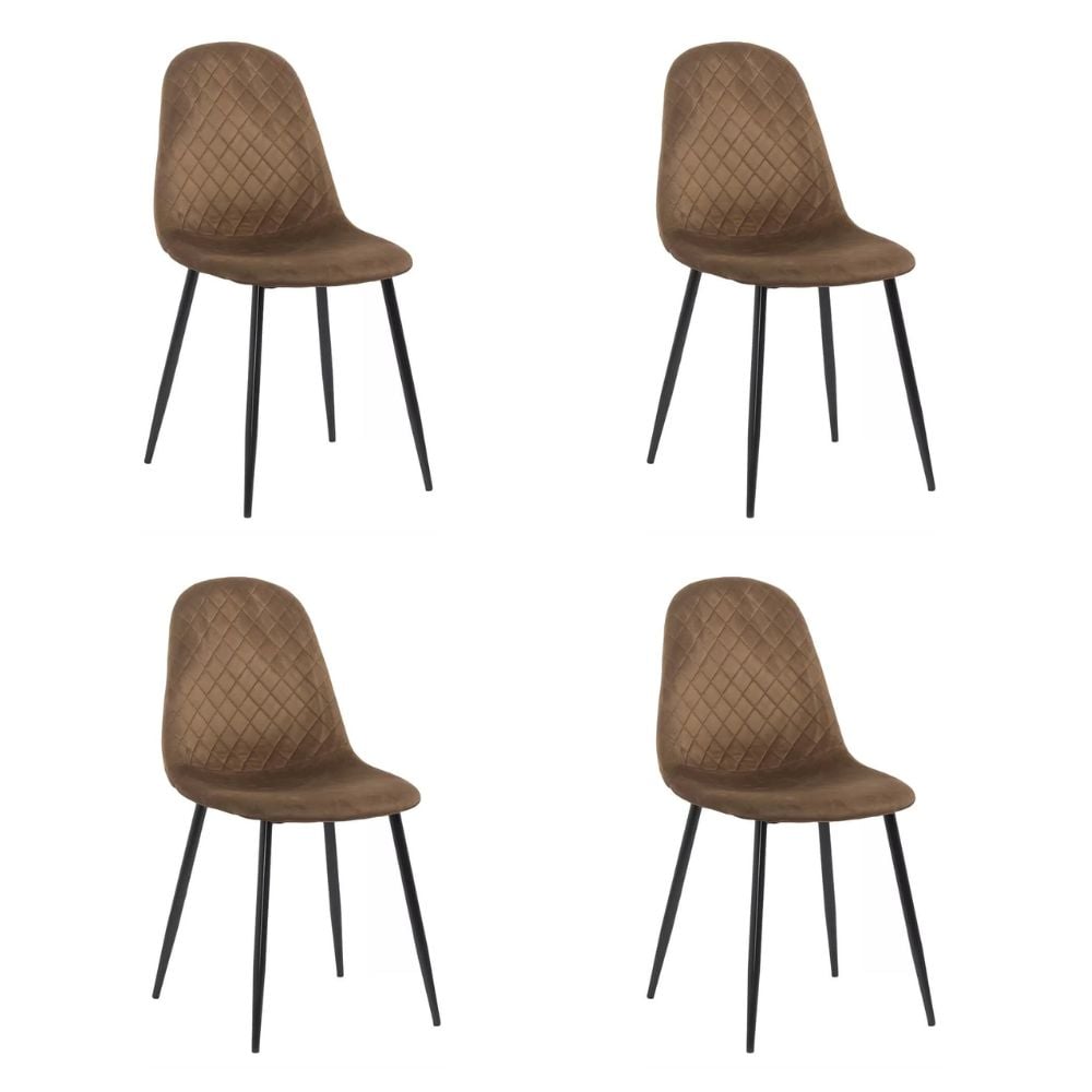 Set 4 scaune de bucătărie din catifea BUC 237X maro