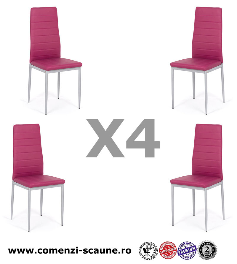 Set 4 scaune de bucătărie din piele ecologica pe mov