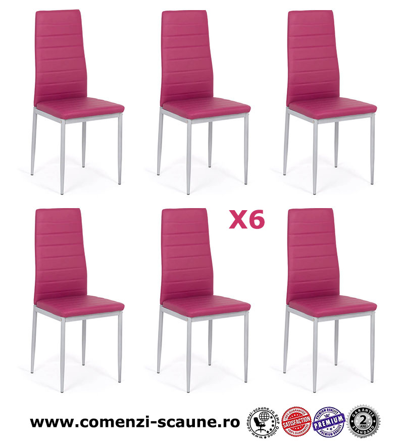 Set 6 scaune de bucătărie din piele ecologică pe mov