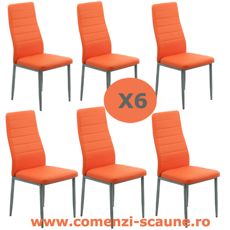 Set-6-scaune-bucatarie-portocalii